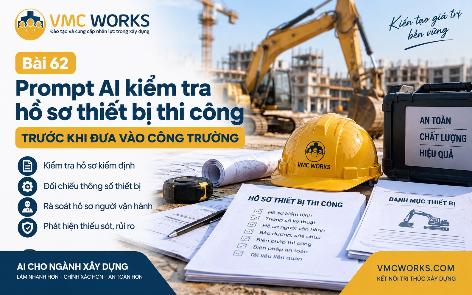 Bài 62 – Prompt AI kiểm tra hồ sơ thiết bị thi công trước khi đưa vào công trường