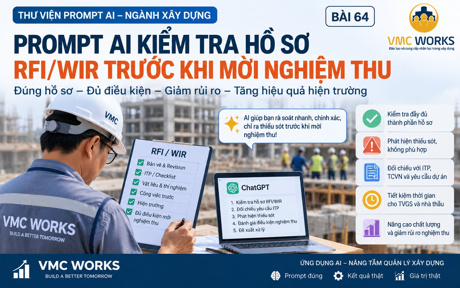 Bài 64 – Prompt AI kiểm tra hồ sơ RFI/WIR trước khi mời nghiệm thu