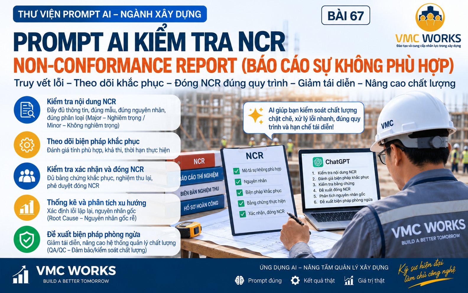 Bài 67 – Prompt AI kiểm tra NCR (Báo cáo sự không phù hợp), truy vết từ phát hiện đến đóng NCR
