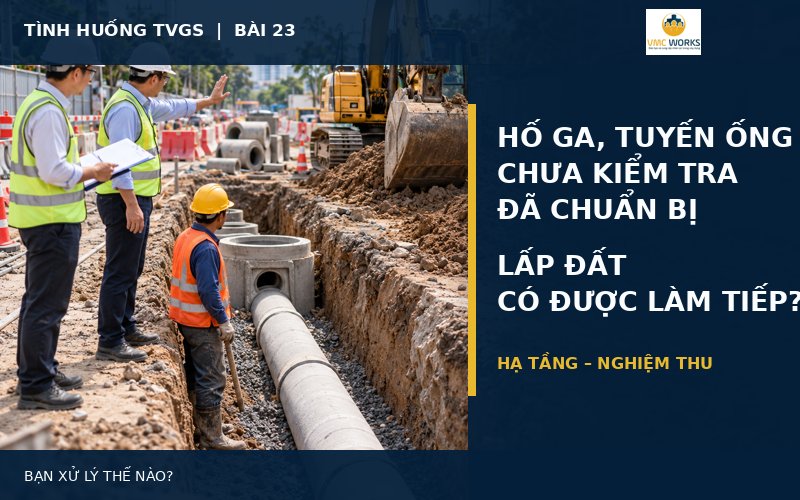 Tình huống TVGS 23: Hố ga, tuyến ống chưa kiểm tra đã chuẩn bị lấp đất – TVGS có được cho làm tiếp?
