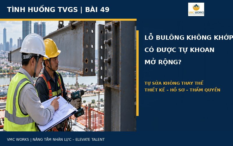 Tình huống TVGS 49: Lỗ bulông liên kết không khớp, nhà thầu xin tự khoan mở rộng – TVGS xử lý thế nào?