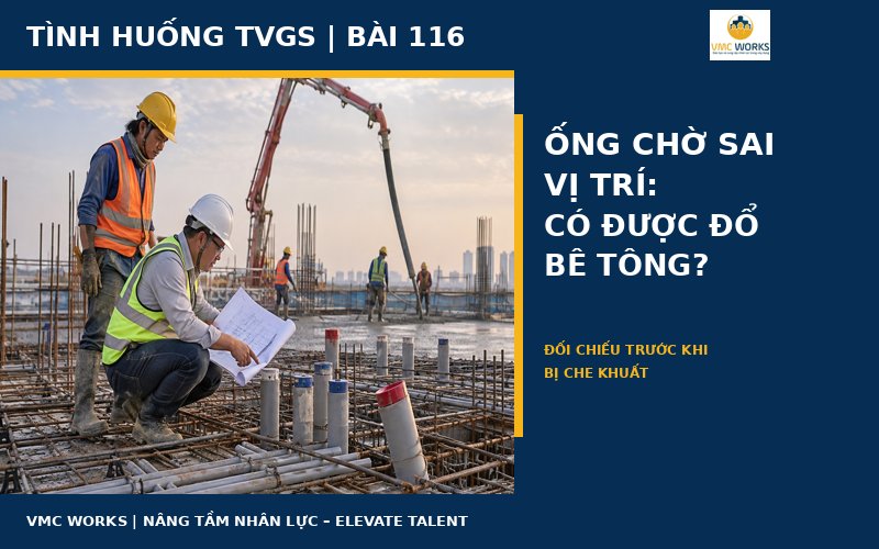 Tình huống TVGS 116: Ống chờ MEP sai vị trí trước đổ bê tông, có được cho đổ tiếp?