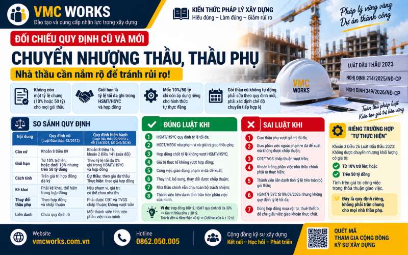 Quy định cũ và mới về nhà thầu phụ: Nhà thầu xây dựng cần lưu ý gì?