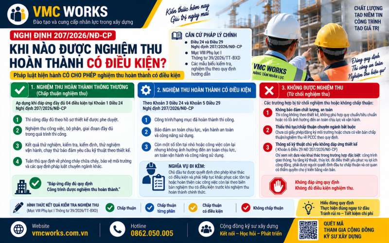 Nghị định 207/2026: Khi nào được nghiệm thu hoàn thành có điều kiện?