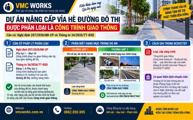 Dự án lát lại vỉa hè, bó vỉa: Ghi loại công trình thế nào?