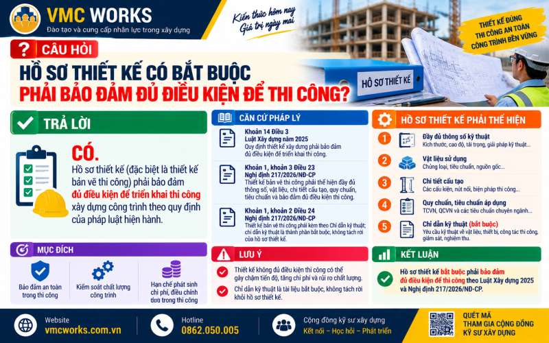 Hồ sơ thiết kế có bắt buộc phải bảo đảm đủ điều kiện để thi công?