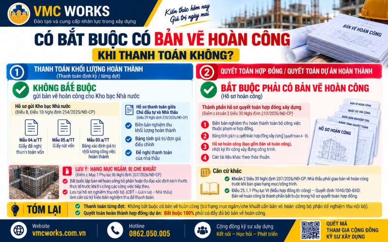 Thanh toán khối lượng có bắt buộc phải có bản vẽ hoàn công?