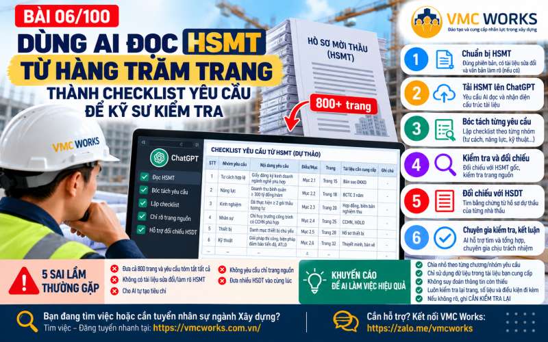 Bài 06/100 – Dùng AI đọc HSMT: Từ hàng trăm trang thành checklist yêu cầu để kỹ sư kiểm tra