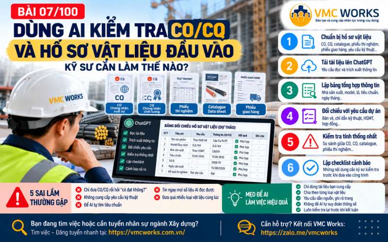 Bài 07/100 – Dùng AI kiểm tra CO/CQ và hồ sơ vật liệu đầu vào: Kỹ sư cần làm thế nào?