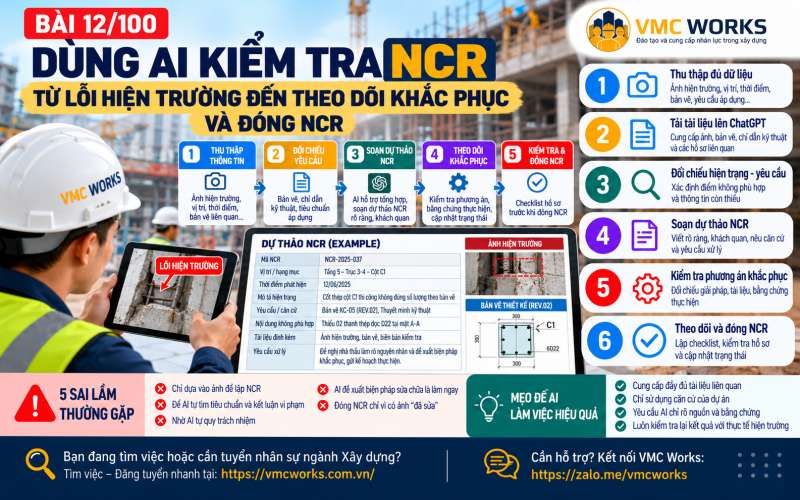 Bài 12/100 – Dùng AI kiểm tra NCR: Từ lỗi hiện trường đến theo dõi khắc phục và đóng NCR