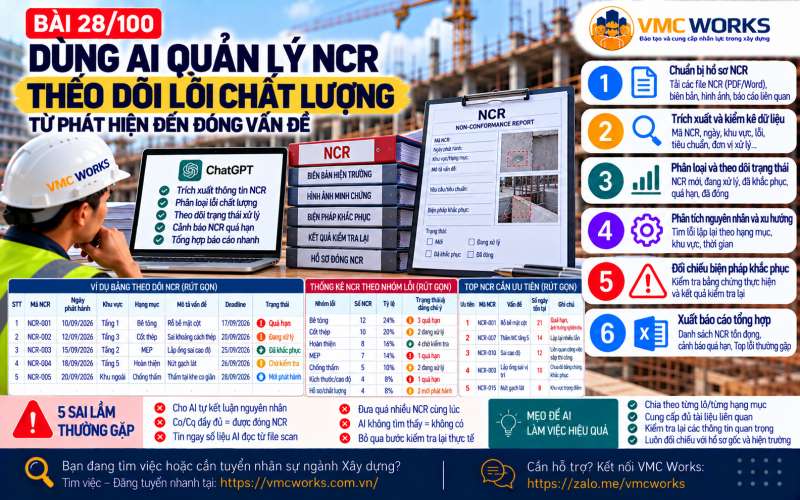 Bài 28/100 – Dùng AI quản lý NCR: Theo dõi lỗi chất lượng từ phát hiện đến đóng vấn đề