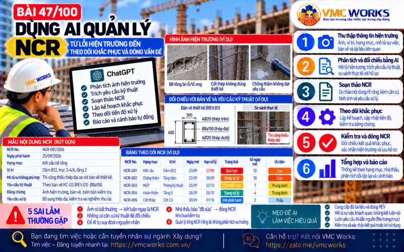 Bài 47/100 – Dùng AI quản lý NCR: Từ lỗi hiện trường đến theo dõi khắc phục và đóng vấn đề