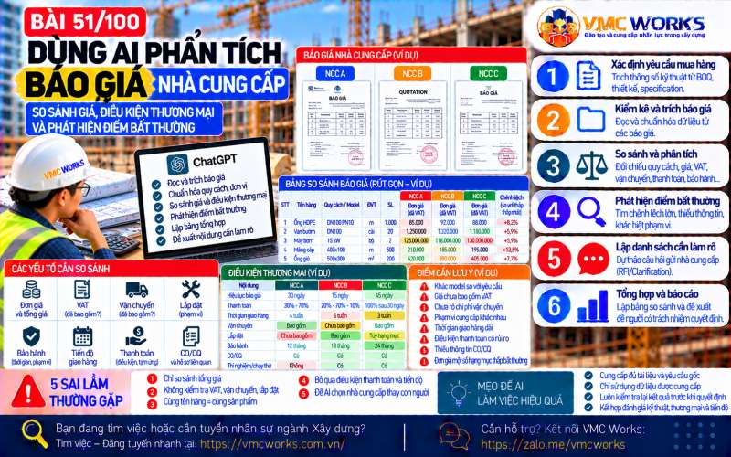 Bài 51/100 – Dùng AI phân tích báo giá nhà cung cấp: So sánh giá, điều kiện thương mại và phát hiện điểm bất thường