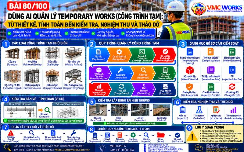 Bài 80/100 – Dùng AI quản lý Temporary Works: Từ thiết kế công trình tạm đến kiểm tra, nghiệm thu và tháo dỡ