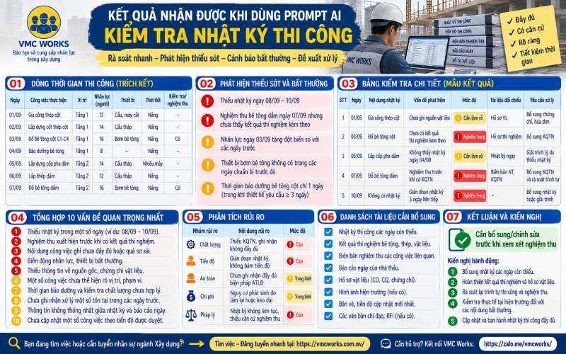 Bài 04 – Prompt AI kiểm tra nhật ký thi công, phát hiện thiếu sót và bất thường