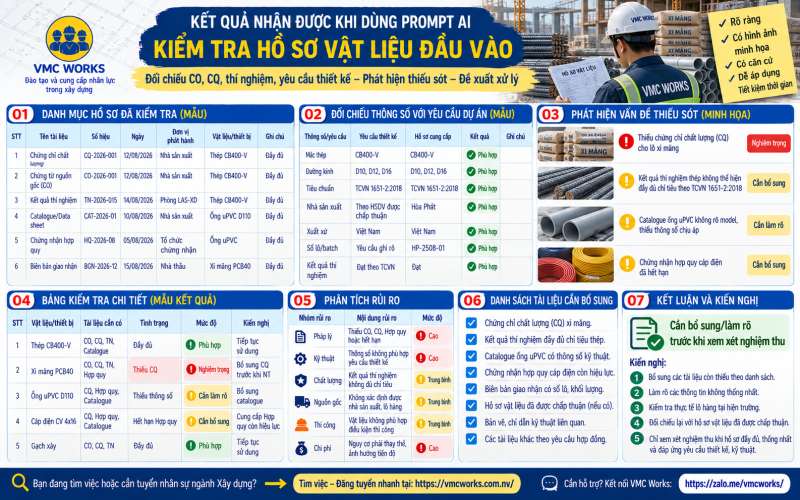 Bài 06 – Prompt AI kiểm tra hồ sơ vật liệu đầu vào trước khi nghiệm thu