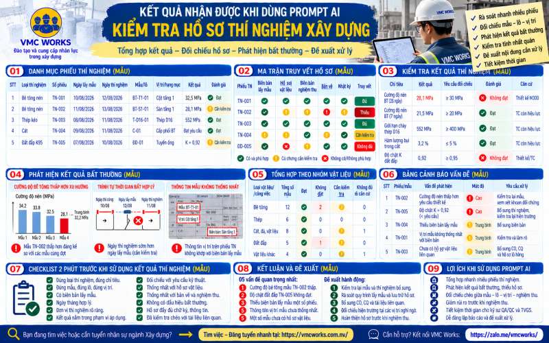 Bài 14 – Prompt AI kiểm tra hồ sơ thí nghiệm xây dựng, phát hiện kết quả bất thường