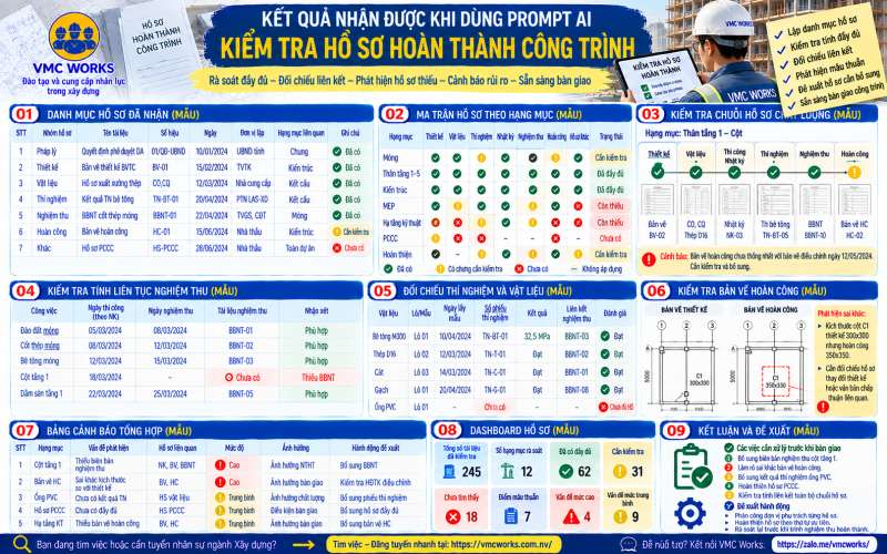Bài 16 – Prompt AI kiểm tra hồ sơ hoàn thành công trình trước khi bàn giao