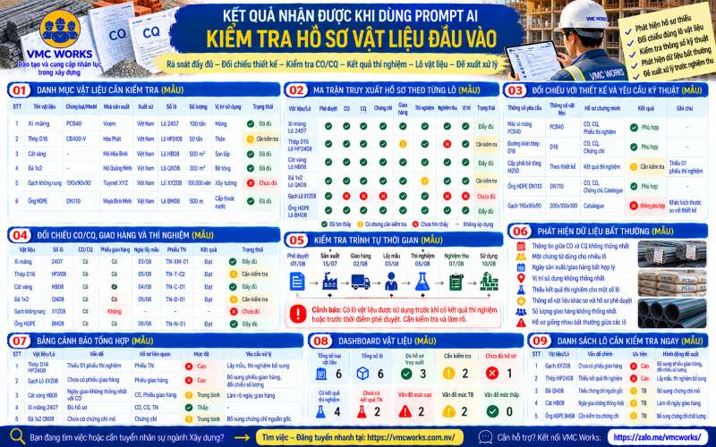 Bài 21 – Prompt AI kiểm tra hồ sơ vật liệu đầu vào trước khi nghiệm thu