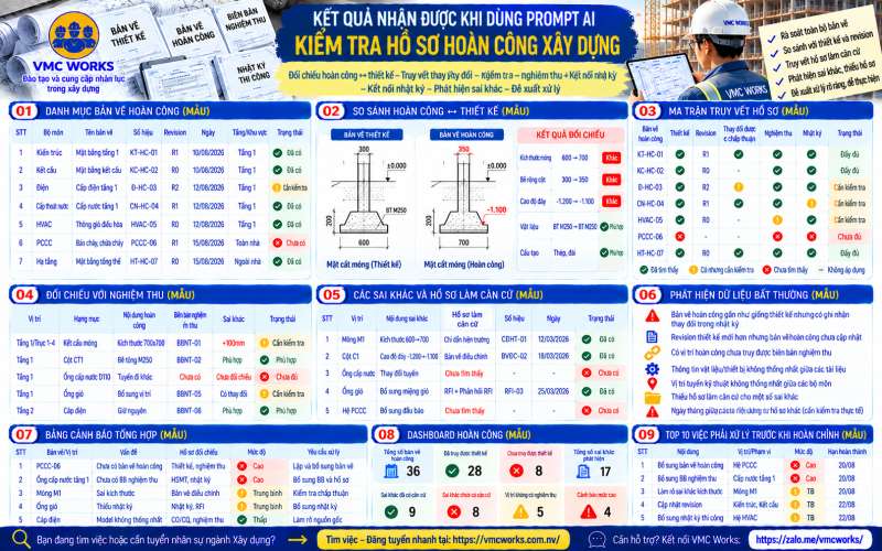 Bài 24 – Prompt AI kiểm tra hồ sơ hoàn công, phát hiện sai khác với thiết kế và nghiệm thu