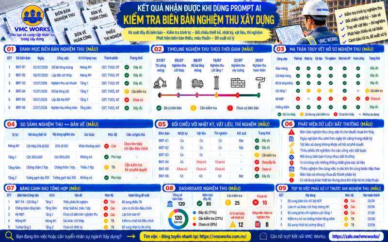Bài 26 – Prompt AI kiểm tra biên bản nghiệm thu xây dựng, phát hiện thiếu và sai chuỗi nghiệm thu