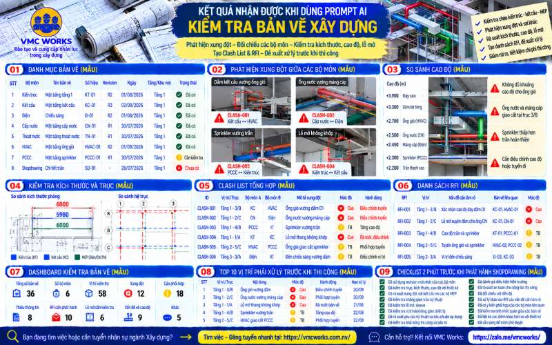 Bài 29 – Prompt AI kiểm tra bản vẽ xây dựng, phát hiện xung đột và sai khác giữa các bộ môn