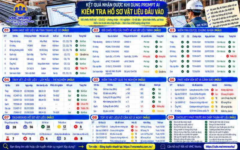 Bài 33 – Prompt AI kiểm tra hồ sơ vật liệu đầu vào trước khi chấp thuận