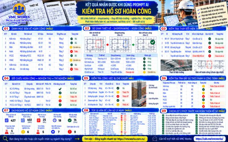 Bài 35 – Prompt AI kiểm tra hồ sơ hoàn công, phát hiện thiếu bản vẽ và sai khác với nghiệm thu