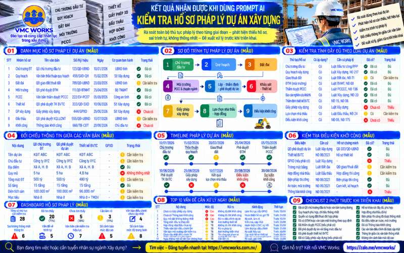 Bài 38 – Prompt AI kiểm tra hồ sơ pháp lý dự án xây dựng, phát hiện thiếu và sai trình tự