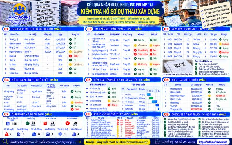 Bài 39 – Prompt AI kiểm tra hồ sơ dự thầu, phát hiện thiếu tài liệu và điểm có nguy cơ bị loại