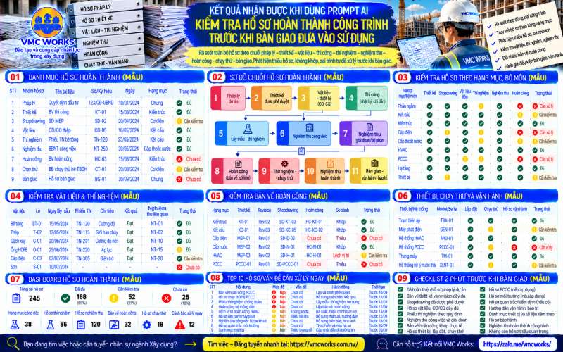 Bài 42 – Prompt AI kiểm tra hồ sơ hoàn thành công trình trước khi bàn giao đưa vào sử dụng