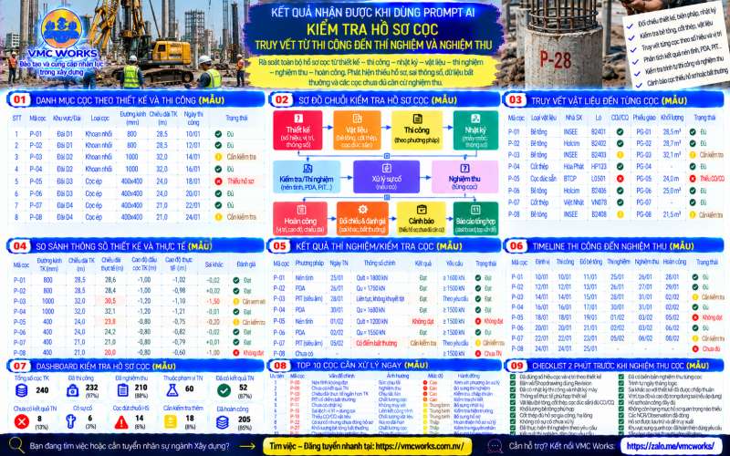 Bài 50 – Prompt AI kiểm tra hồ sơ cọc, truy vết từ thi công đến thí nghiệm và nghiệm thu