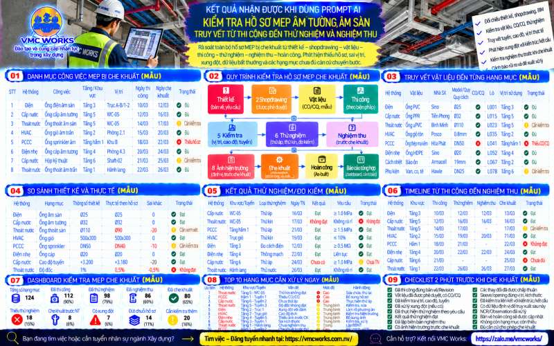 Bài 51 – Prompt AI kiểm tra hồ sơ MEP âm tường, âm sàn trước khi che khuất