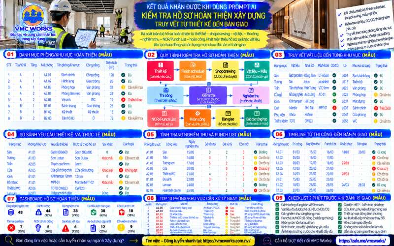 Bài 52 – Prompt AI kiểm tra hồ sơ hoàn thiện xây dựng, phát hiện sai khác trước khi bàn giao