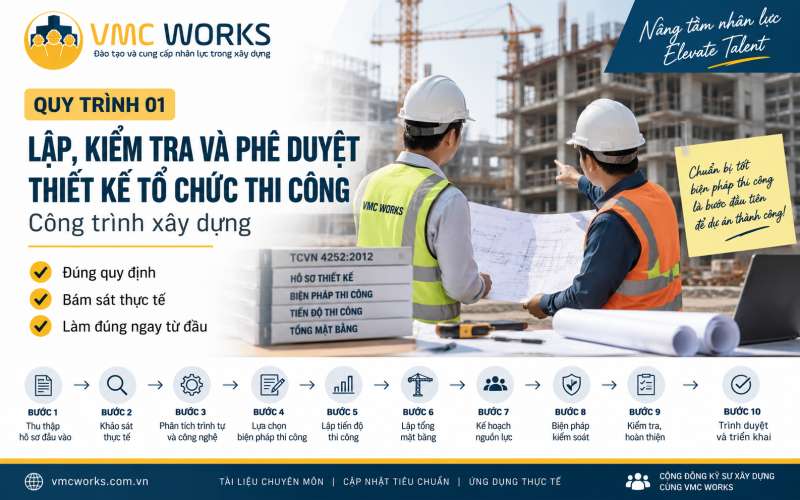 QUY TRÌNH 01 – Lập, kiểm tra và phê duyệt thiết kế tổ chức thi công công trình xây dựng